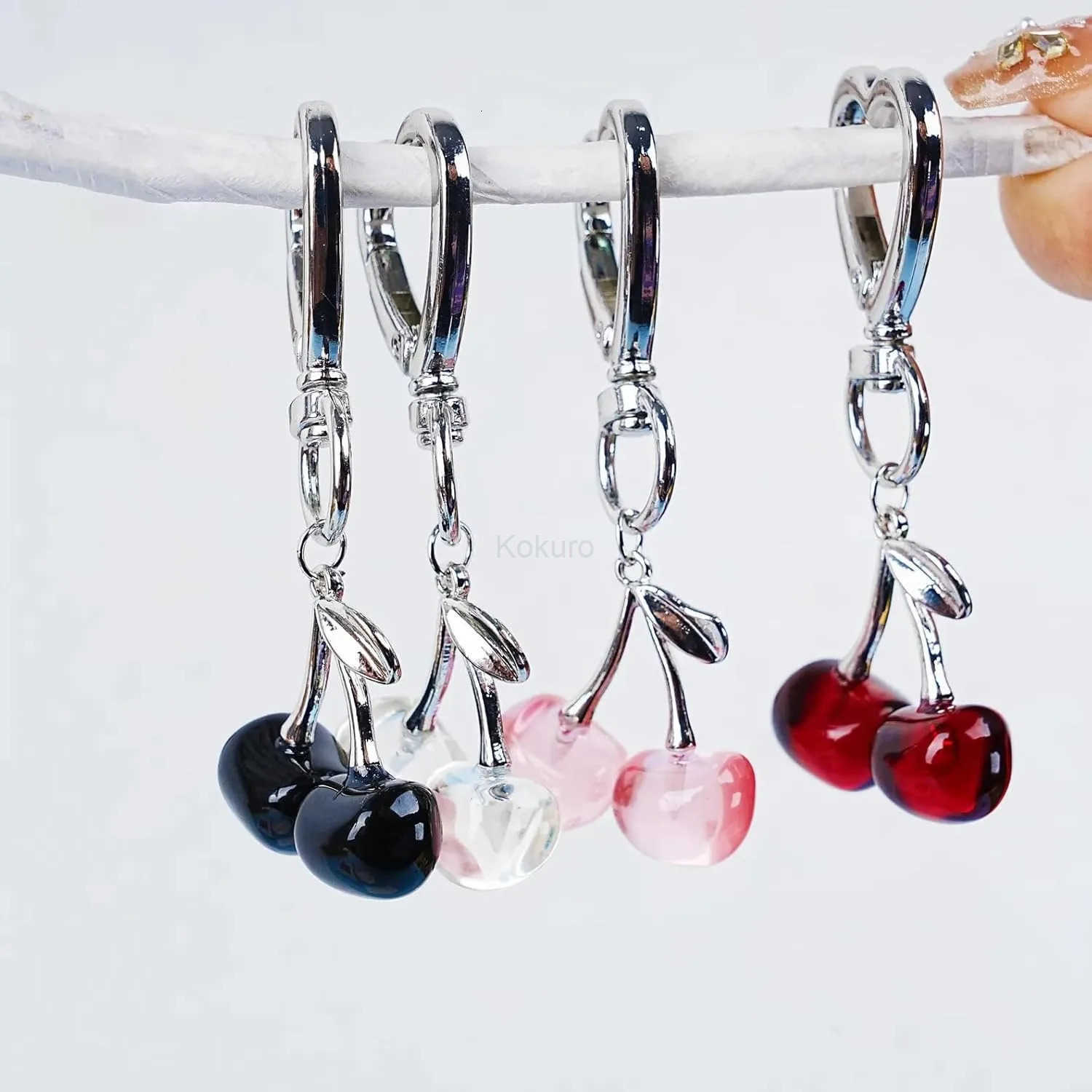Cute Cherry Keychain Kawaii Cherry Bag Purse Charms for Women Car Keys Decor Gifts Stuff Accessories M250912