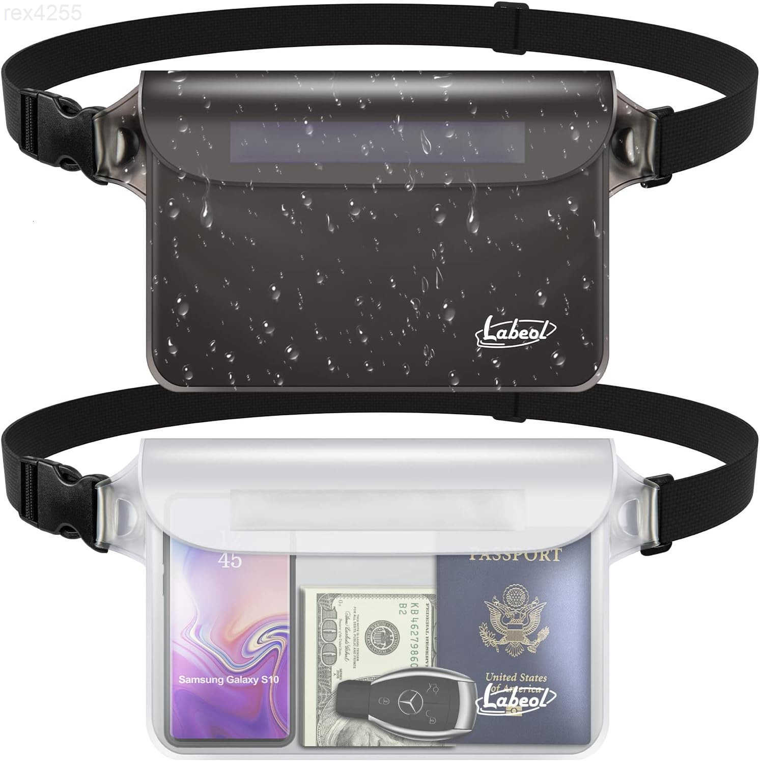 Waterproof Fanny Pack 2 PCS Waterproof Pouch with Waist Strap Fanny Pack to Keep Phone and Valuables Dry for Swimming Kayaking Boating SnorkelingW2509