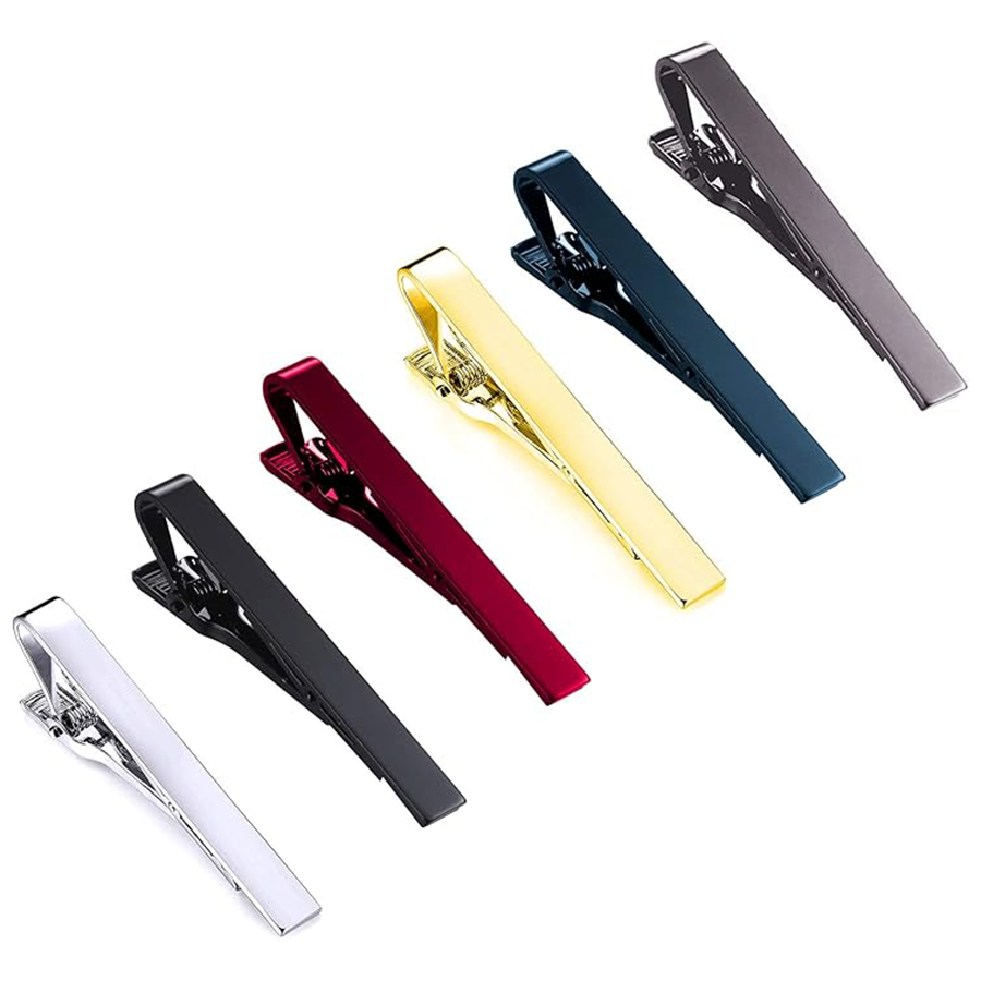 6 Pcs Tie Clips Set Men Tie Bar Clip Set Regular Skinny Ties Necktie Wedding Business Clips for Men