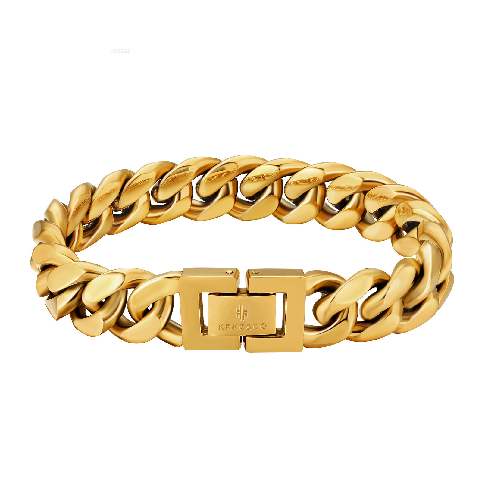 KRKC Wholesale Hip Hop Jewelry Tarnish Free 8mm 10mm 12mm 18K Gold Plated Stainless Steel Miami Cuban Link Bracelet Mens Chains