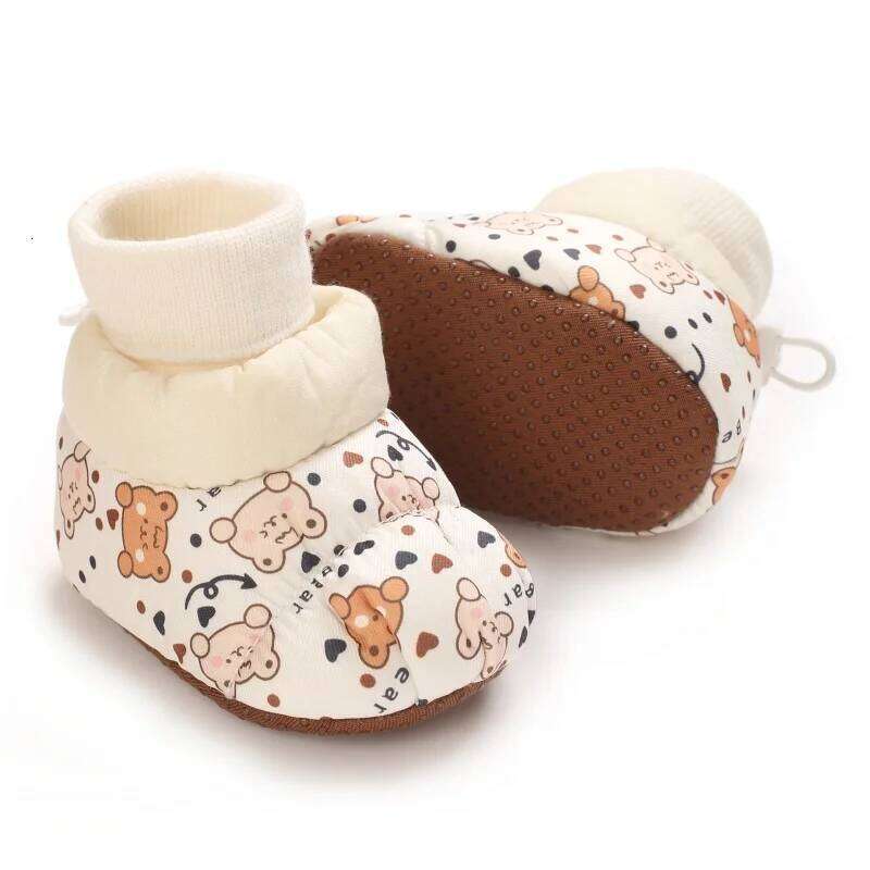 Autumn winter plush shoes with soft soles and cotton insulation newborns, comfortable baby boots for 0-1 years old
