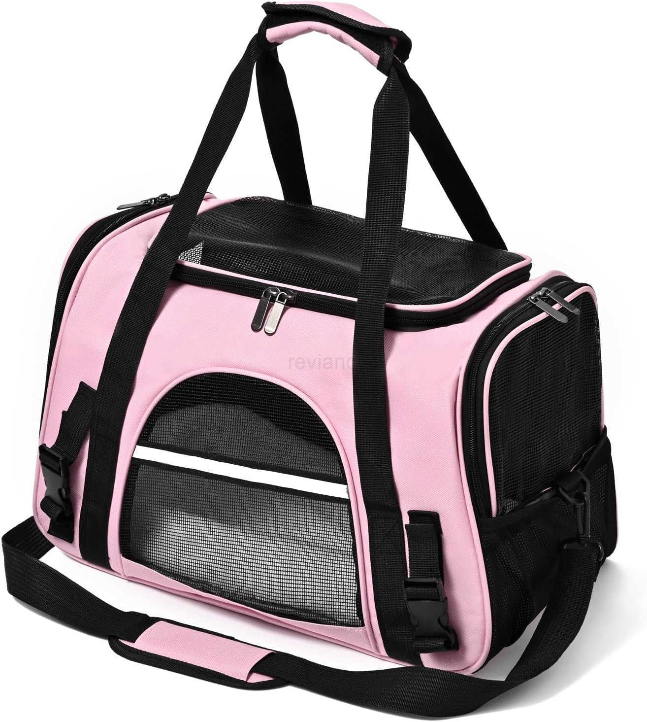 Dog Cat Carrier Soft for Small Pet Up to 16 Lbs TSA Airline Approved Travel Carrier Collapsible Puppy Car Mesh Bag 175 102 114 inch PinkW250912