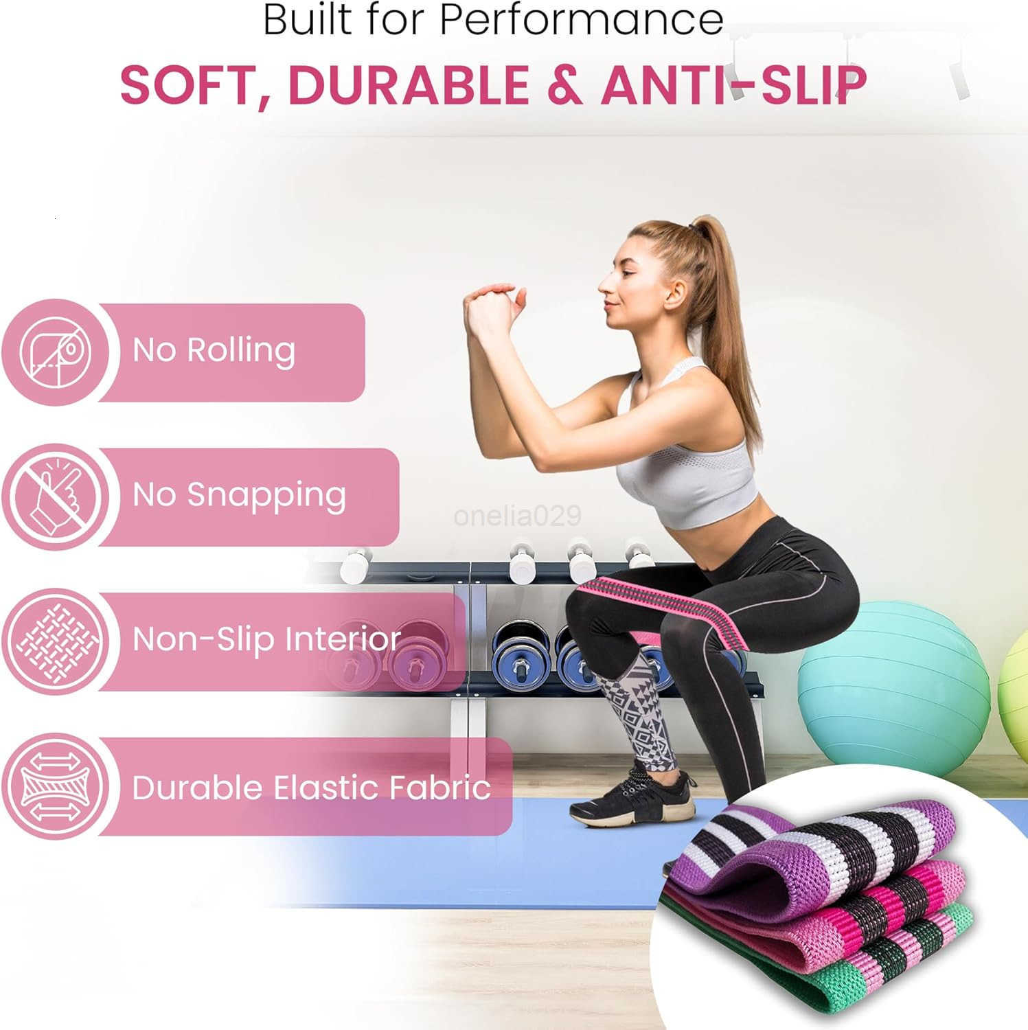 Resistance Bands Set 3Piece Fabric Booty Bands for Women Men NonSlip Workout Bands for Glutes Legs Yoga Includes Instruction Manual W250912