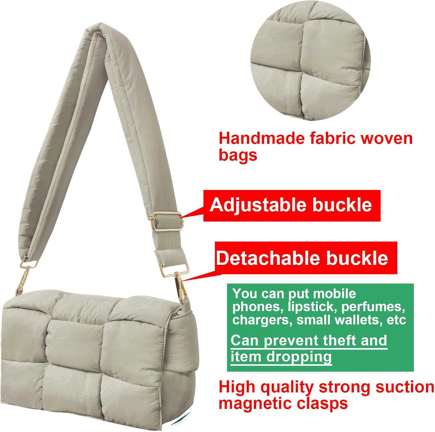 Shoulder bags for women Lightweight small puffer purses waterproof handwoven puffy bag crossbody handbag M250912