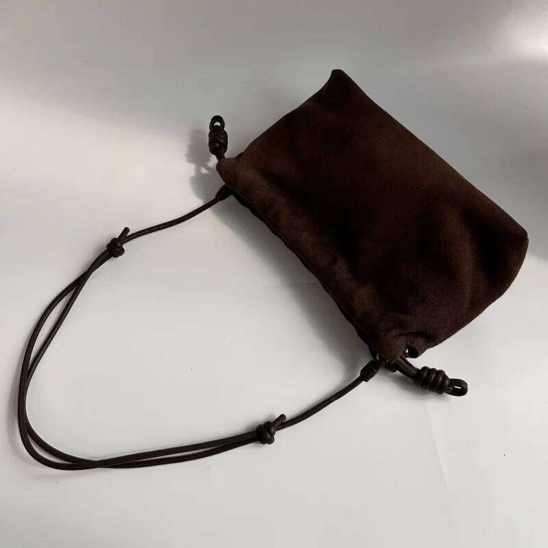 Retro Suede Cowhide Square For Women New Matte Drawstring Cloud Fashion Single Shoulder Crossbody Bag