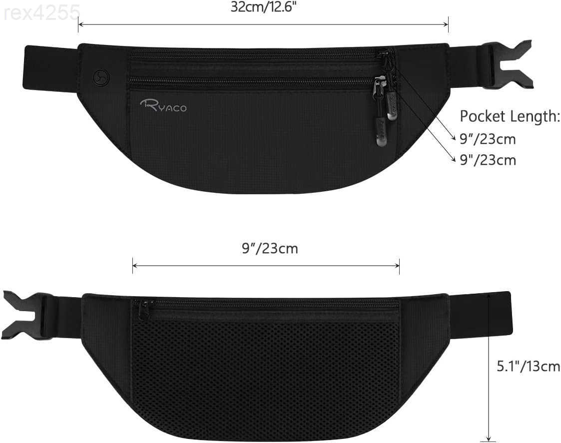 Money Belt for Men Women Travel Hidden Wallet Secure RFID Blocking Waterproof Pouch for Passport Cards Cash Phone Adjustable Wearable Slim Waist Bag U