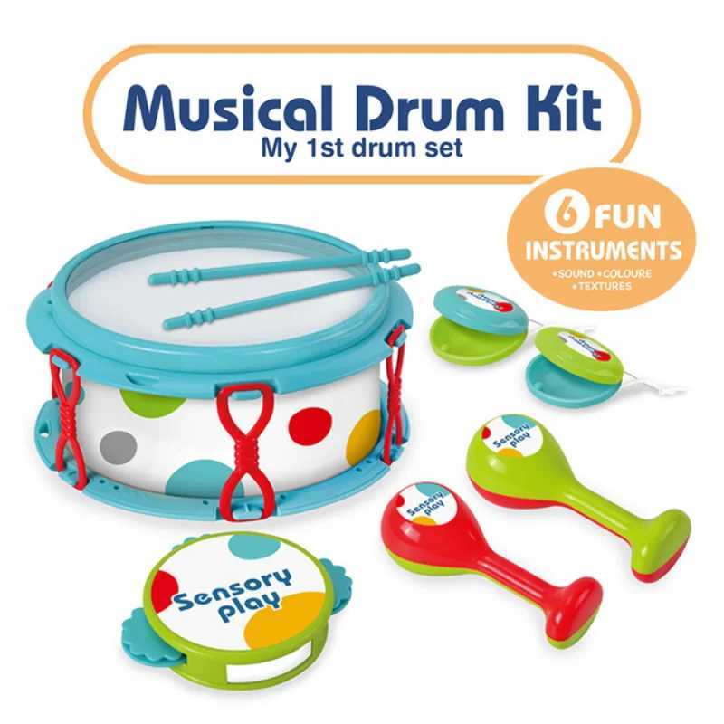 New High Quality 6pcs Kids Early Education Tambourine Instruments Toys Musical Drum Kit Children Music Set for Boy and Girl Baby C250912