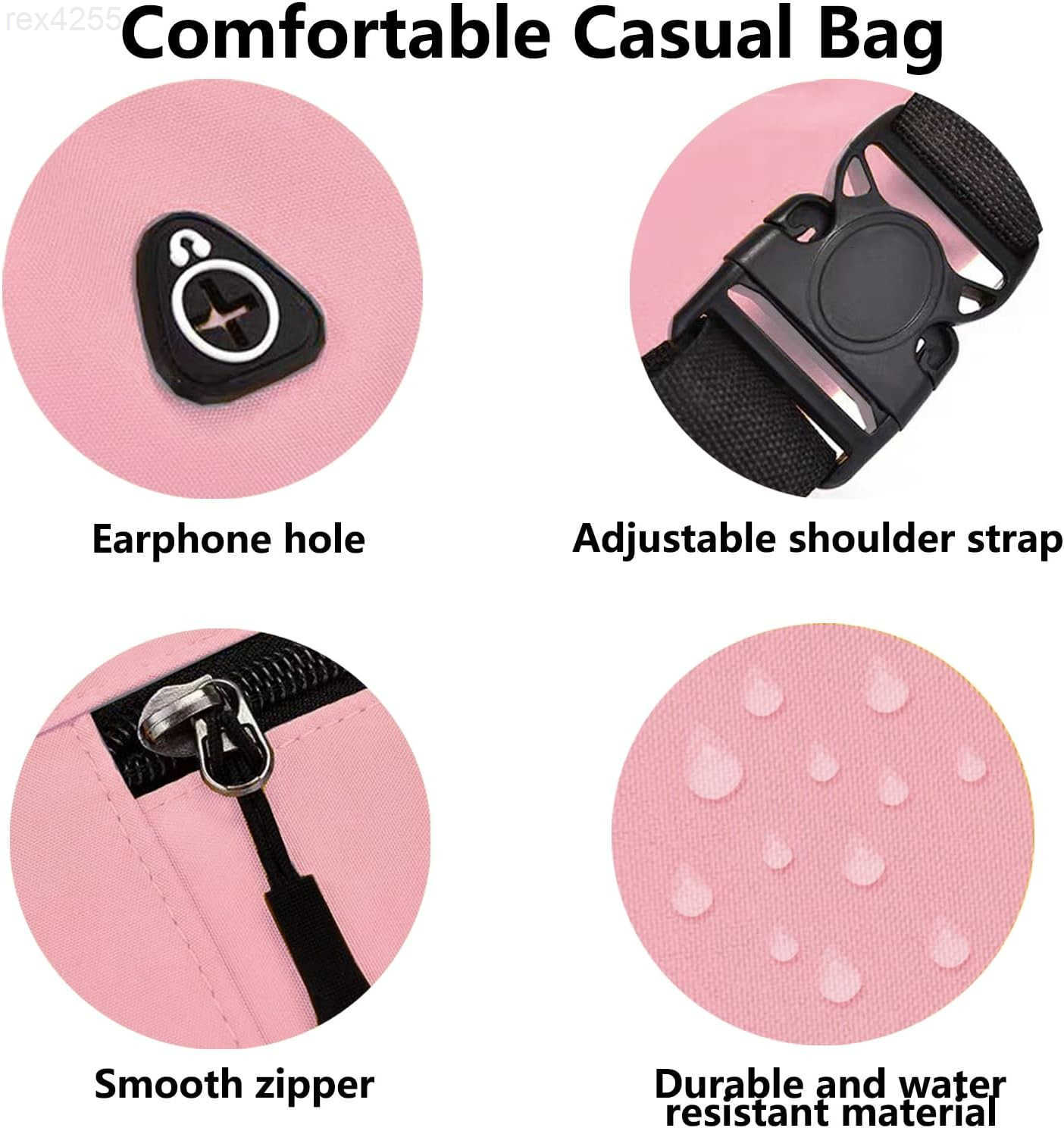 Crossbody Fanny Pack for Men Women Fashion Waist Bag Pack with Adjustable Strap for Outdoors Casual Belt Bag for Travel Walking RunningPinkW250912