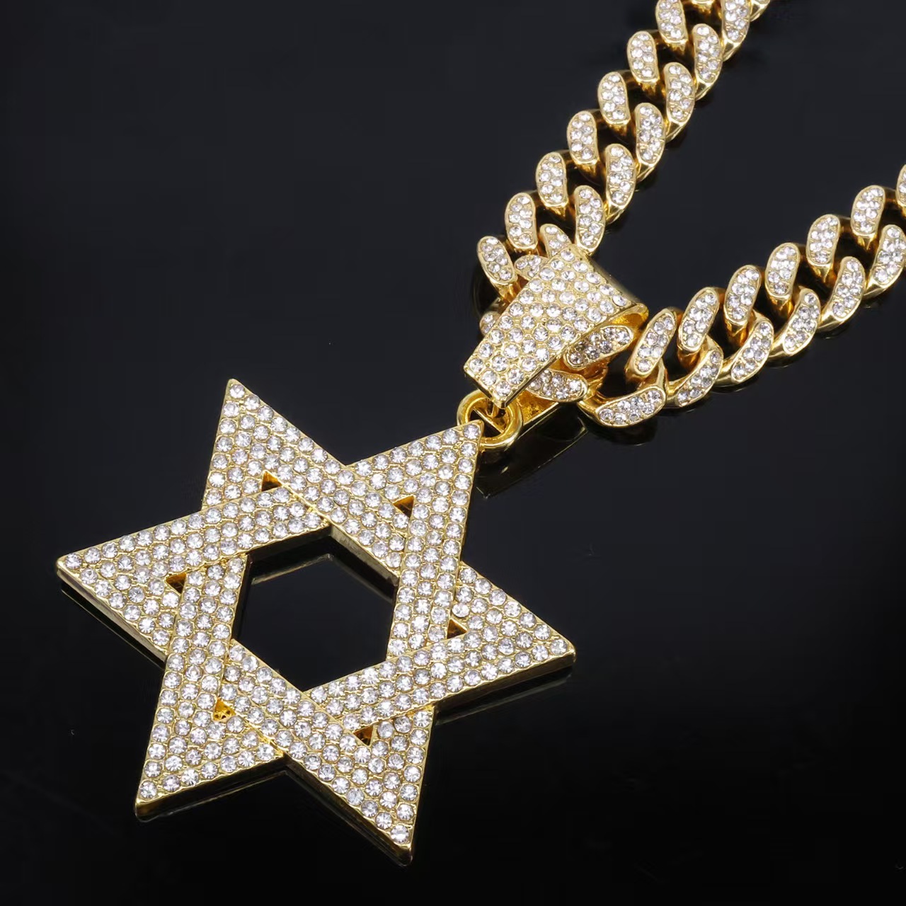of David Pentagon Lucky Charm Golden Star Pendants Baguette Iced Out Jewelry Custom Moissanite Pendant