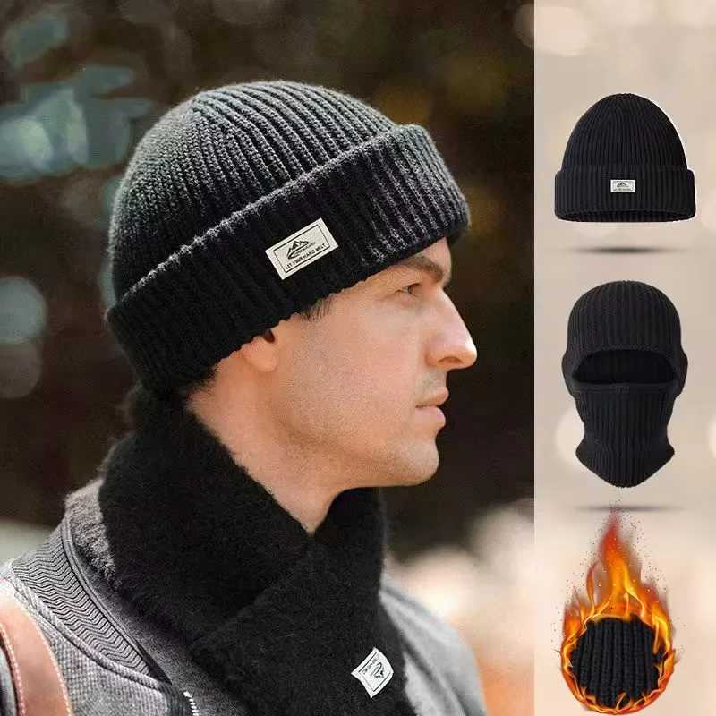 2In1 Mask Beanies Hat Men Winter clava Hats Knitted Hats Fashion Fl Face Ski Bonnet Tactical Cycling Earmuffs Knitted G250910