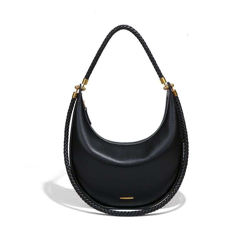 Spring Summer New Design Sense Niche Versatile Simple Black Hobo Underarm Crescent Woven Women's Bag 20250805 250828 250829