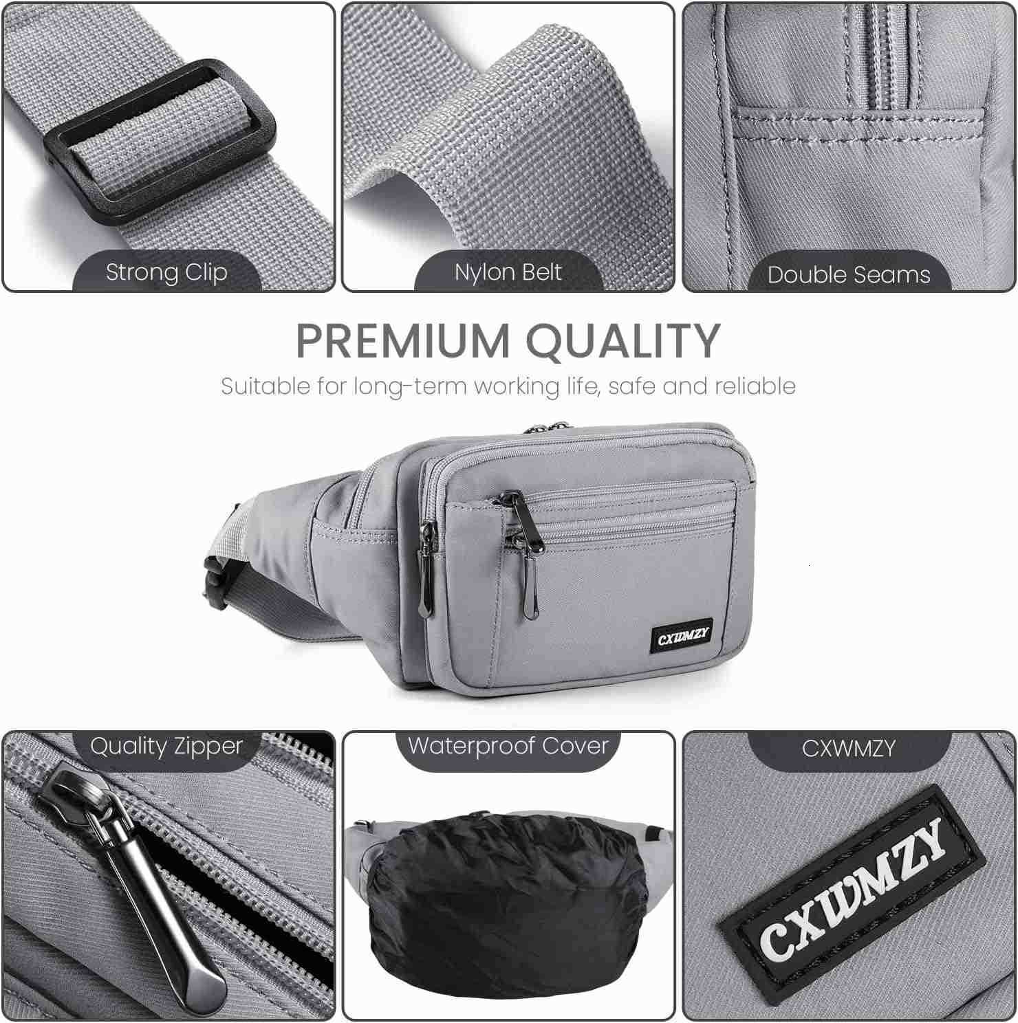 Fanny Packs For Women Men Waist Pack Hip Bum Bag with MultiPockets Large Capacity Waterproof Casual Bum Bag for traveling Casual Cycling Running Hikin