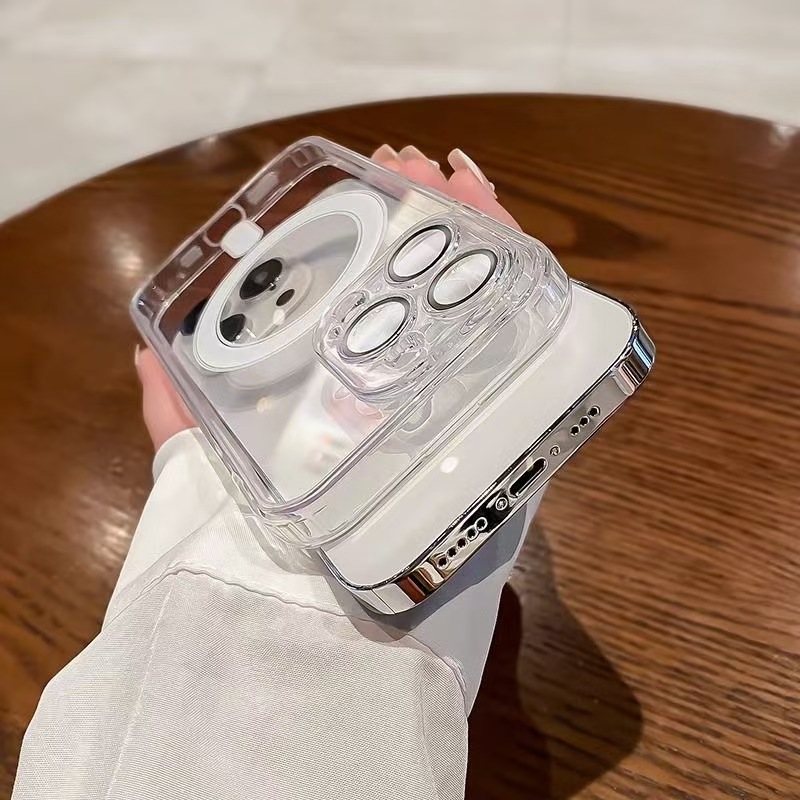 Top-Quality Magsofe Transparent Clear Acrylic Magnetic Shockproof Phone Cases For iPhone 17 16 16E 15 14 13 12 11 Pro Max, Samsung S25 S24 S23 Ultra W