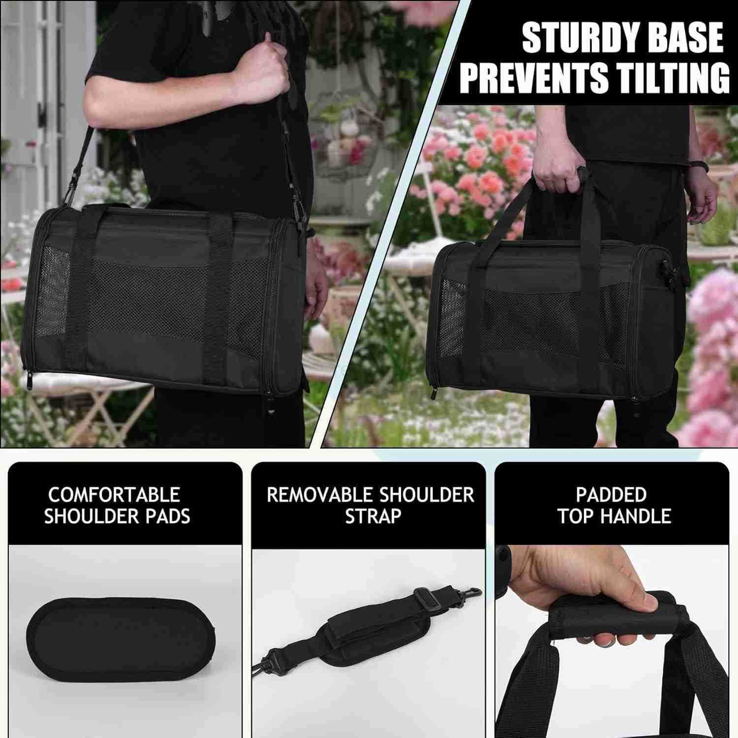 Cat Dog Carriers SoftSided Pet Travel Carrier for Small Cats Dogs Under to15lbs SoftSolid Collapsible CarrierMediumGreenW250912