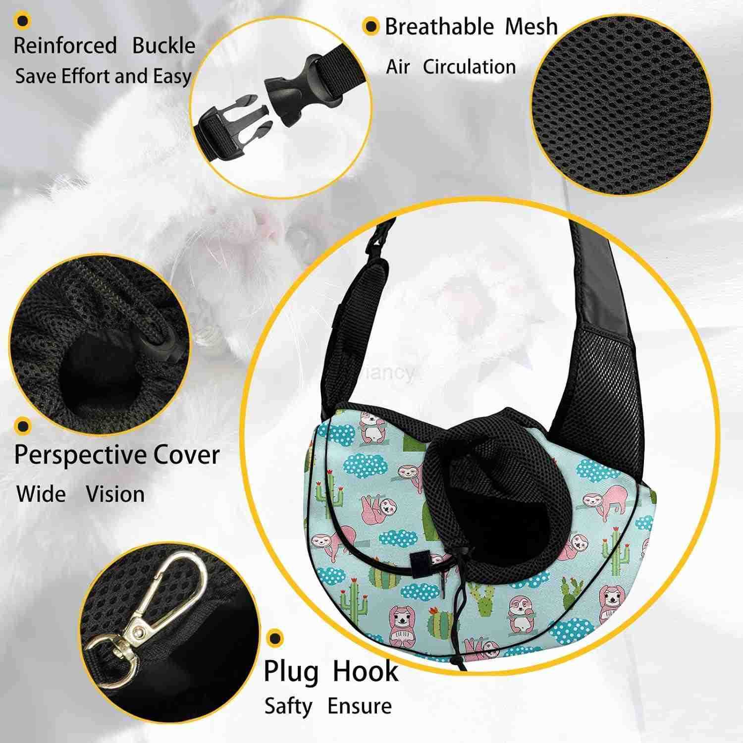 Mandala Flowers Pet Dog Sling Carrier Colorful Puppy Sling Bag Small Cats Sling Boho Style Adjustable Strap Breathable Mesh Pet Carrier Front Pack for