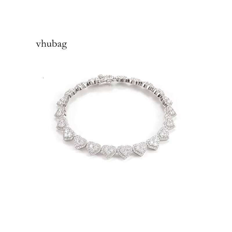 Sier Moissamite Bracelet 8mm Full of Cross-border Hip Hop Handpieces for Men and Women