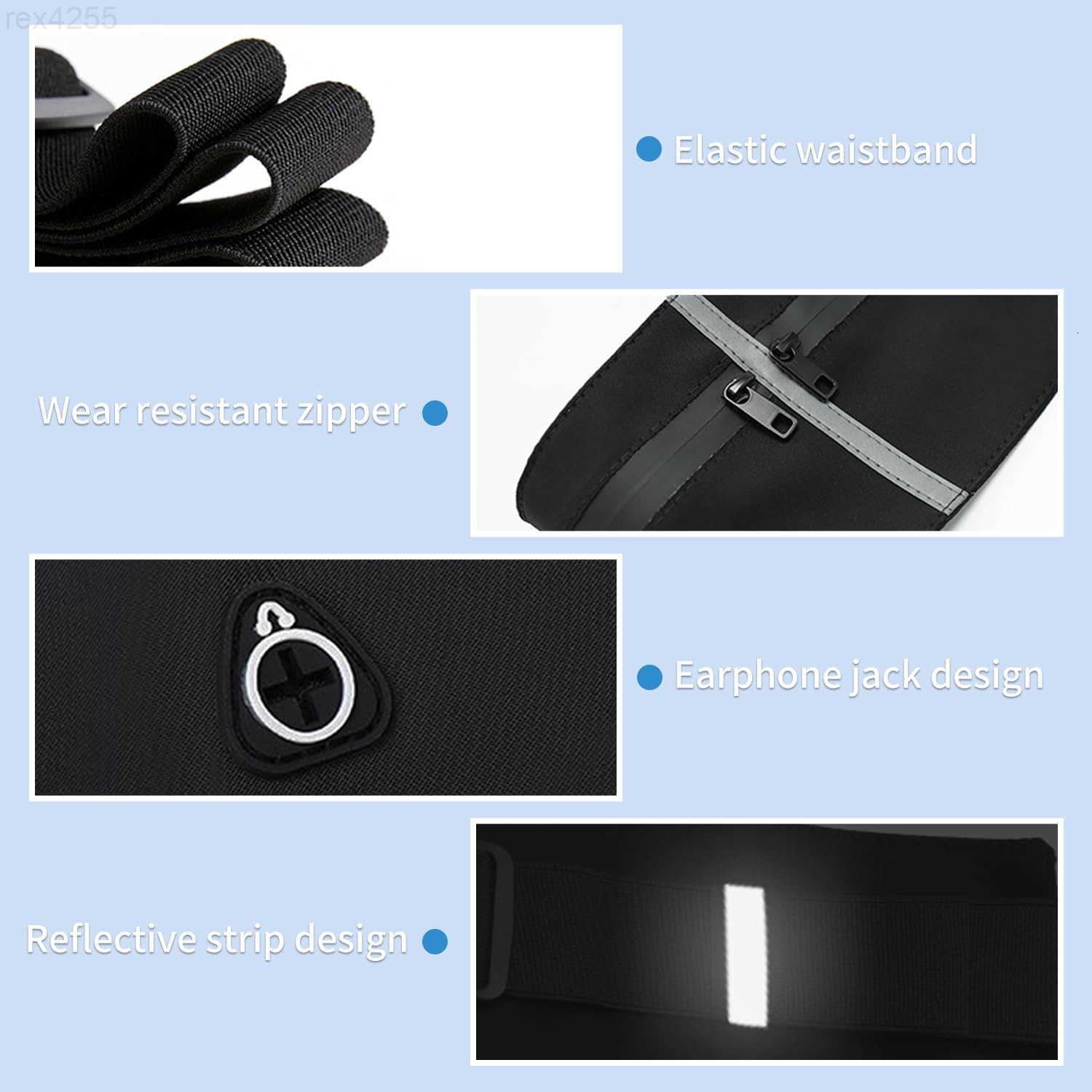 Slim Running Belt Sport Fanny Pack Reflective Waist Pack Waterproof Phone Holder Jogging Pouch for Phone Money BlackW250912