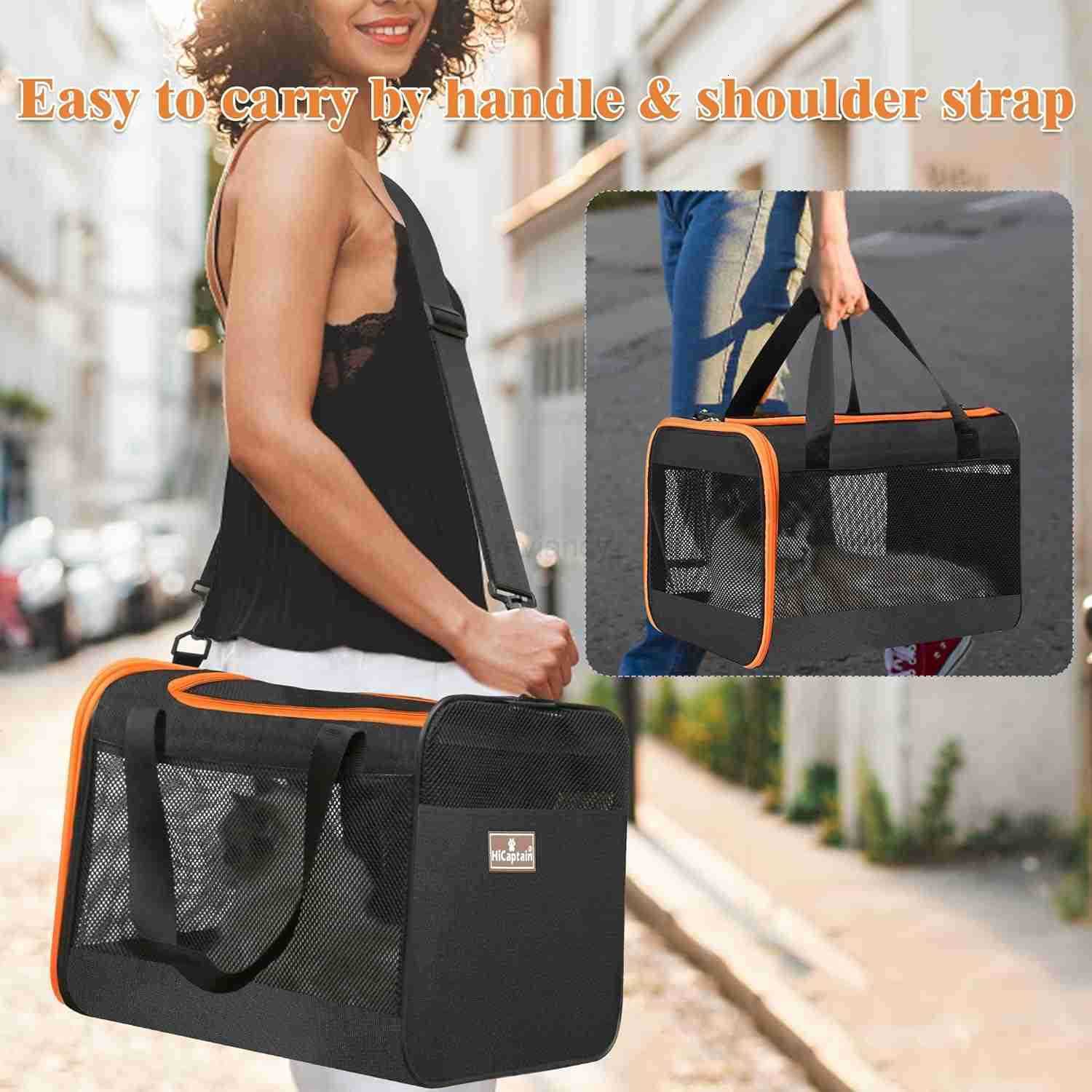 Black Cat Carrier Bag Lightweight Soft Cat Carrier with Top Mesh Window Breathable Pet Carrier for Medium Cats and Small Dogs Puppies up to 15 lb Blac