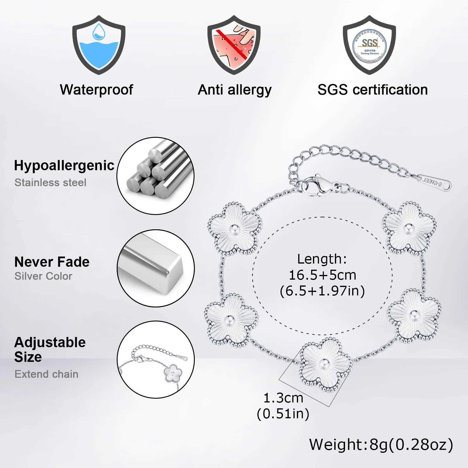 Vnox Stainl Steel Colorf Cute Hand Bracelet For Wan Fashion Five Flower Lucky Jewelry Accories Gift To Her S250912