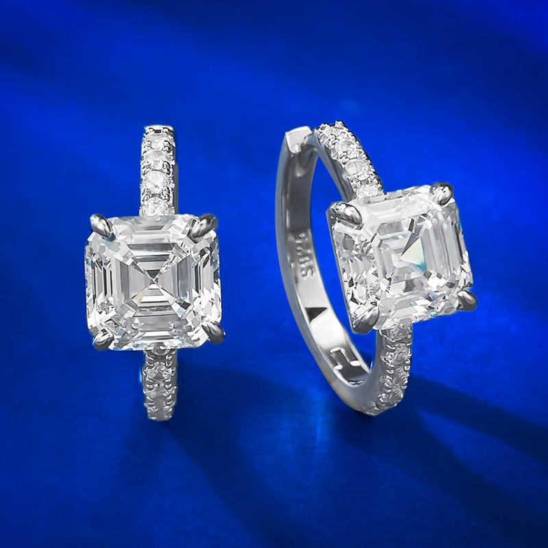 2025 Choucong Brand Clip Earrings Luxury Jewelry Genuine 100% 925 Sterling Silver Asscher Cut Lab Moissanite Diamond Gemstones Elegant Women Wedding E