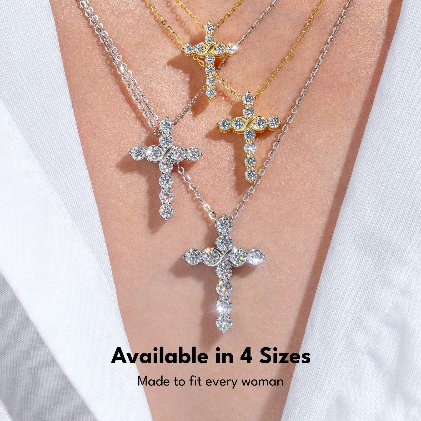 Dainty Moissanite Cross Jewelry Gifts Women MEN 925 Sterling Silver VVS1 Lab Created Moissanite Diamond Faith Pendant Necklace