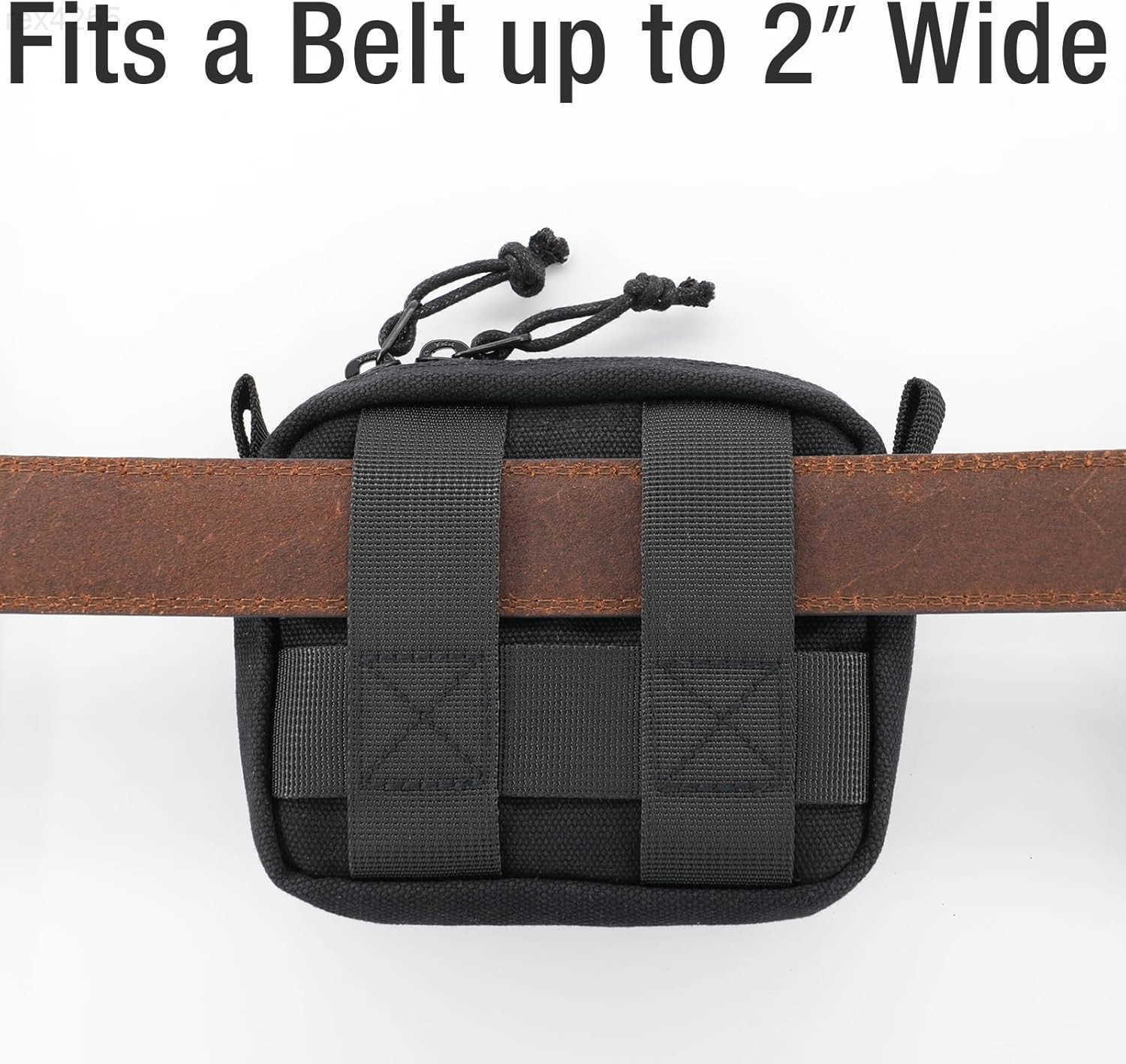 Belt Pouch for Men Women YKK Zippers EDC Belt Pouch Bag Waist Pack for Hiking Traveling Outdoors Water Resistant Tough Waxed Canvas BlackW250912