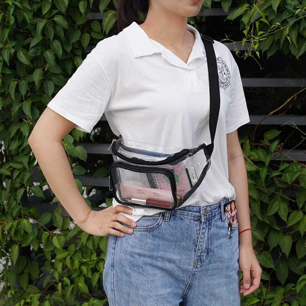 Clear Fanny PackStadium Approved Waist Pack for Festival GamesTravel and ConcertsBlackW250912