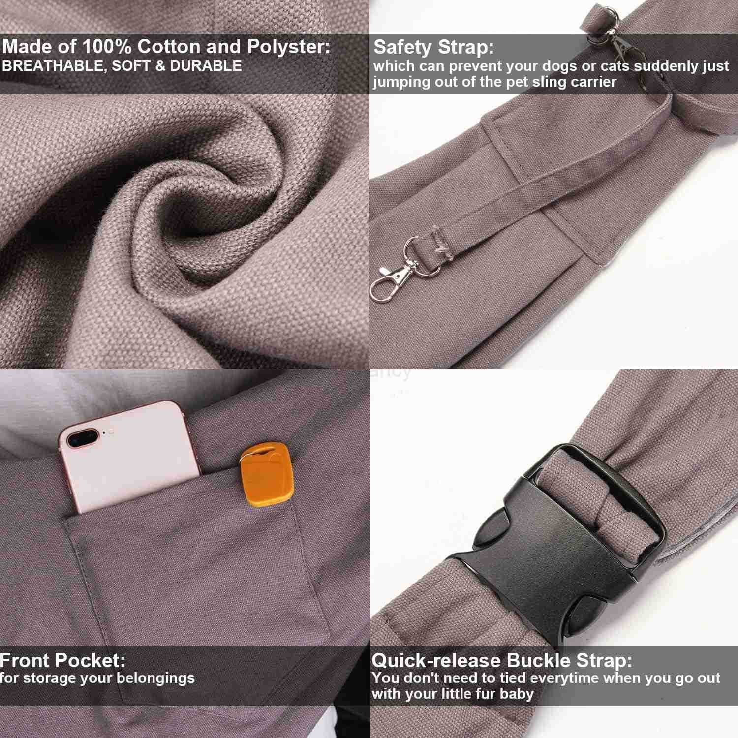 Pet Sling Carrier Pet Sling Carrier Bag SafeFit 1015lb CatsDogs Comfortable Adjustable Perfect for Daily Walk Outdoor Activity and Weekend AdventureW2