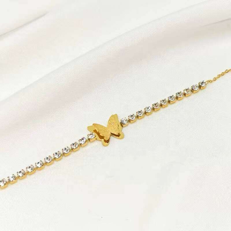 Hot Selling Trendy Hand Jewellery Butterfly Charm Gold Moissanite Tennis Chain Bracelet for Women