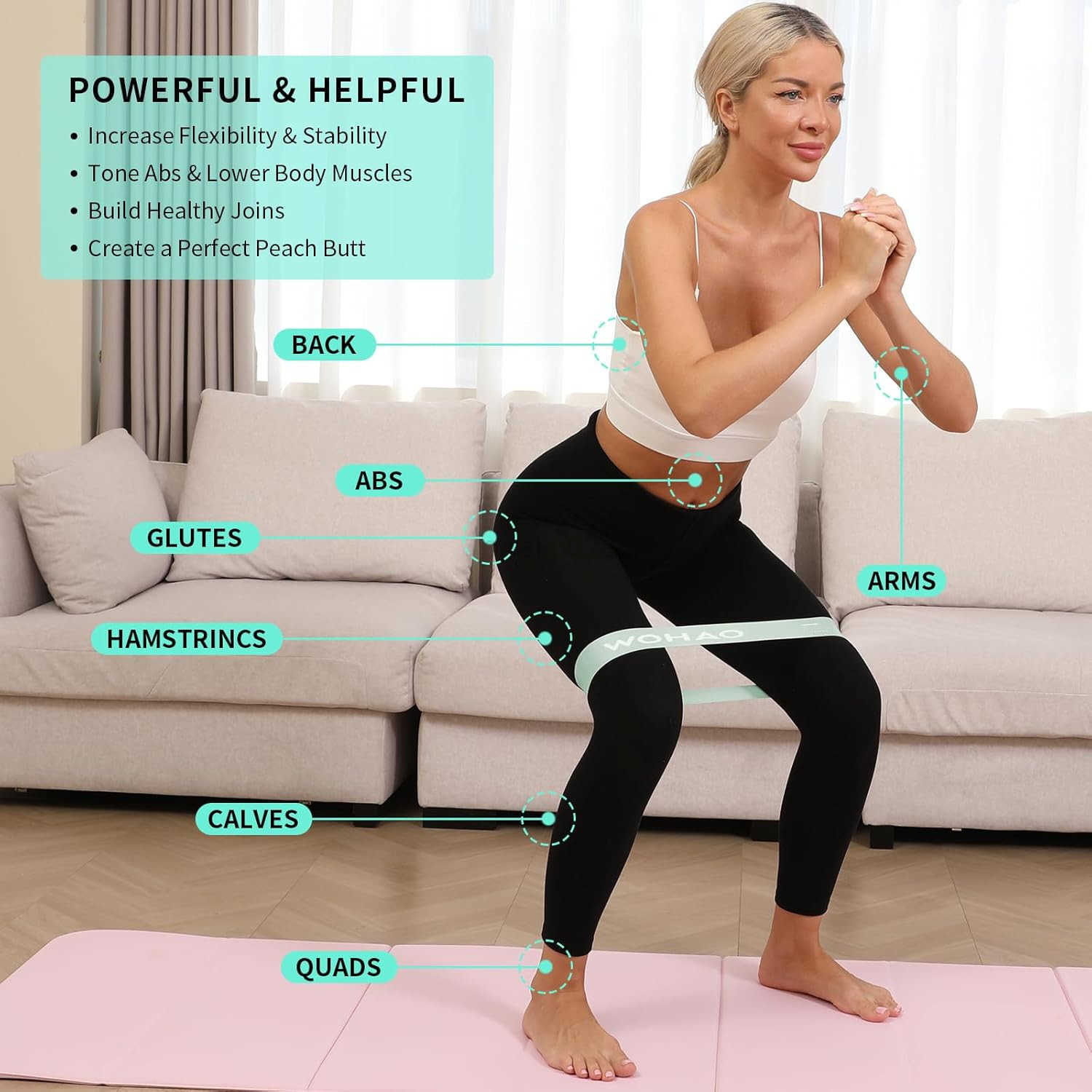 Resistance Band Set Two Resistance Levels Stretch Bands for Working Out Women or Men Strength Training Home Fitness Toning Stretching Yoga Pilates W25