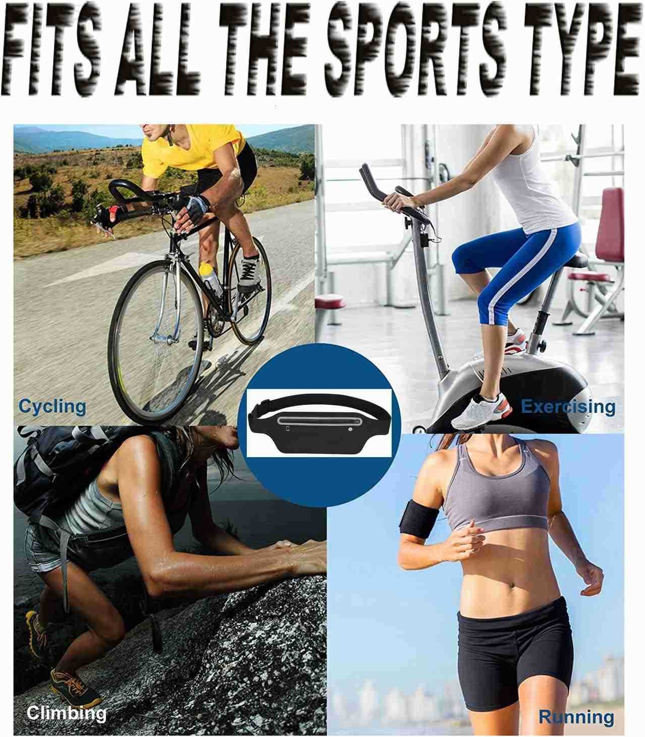 Fanny Packs for Women Waterproof Fanny Pack for Men Adjustable Running Belt Waist Pack Slim Expandable Pocket Belt Black iPhone Running Holder Cell Ph