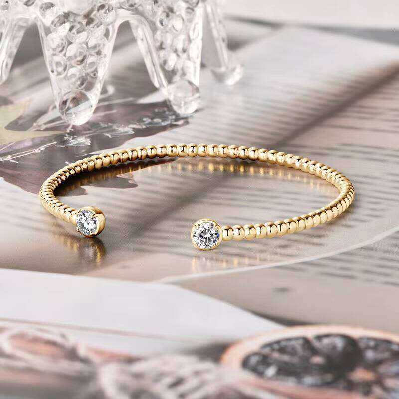 Sterling Sier Hand Chain Jewelry Gift Exquisite Adjustable Cuff Bangle Bead Moissanite Bracelet for Women Girls