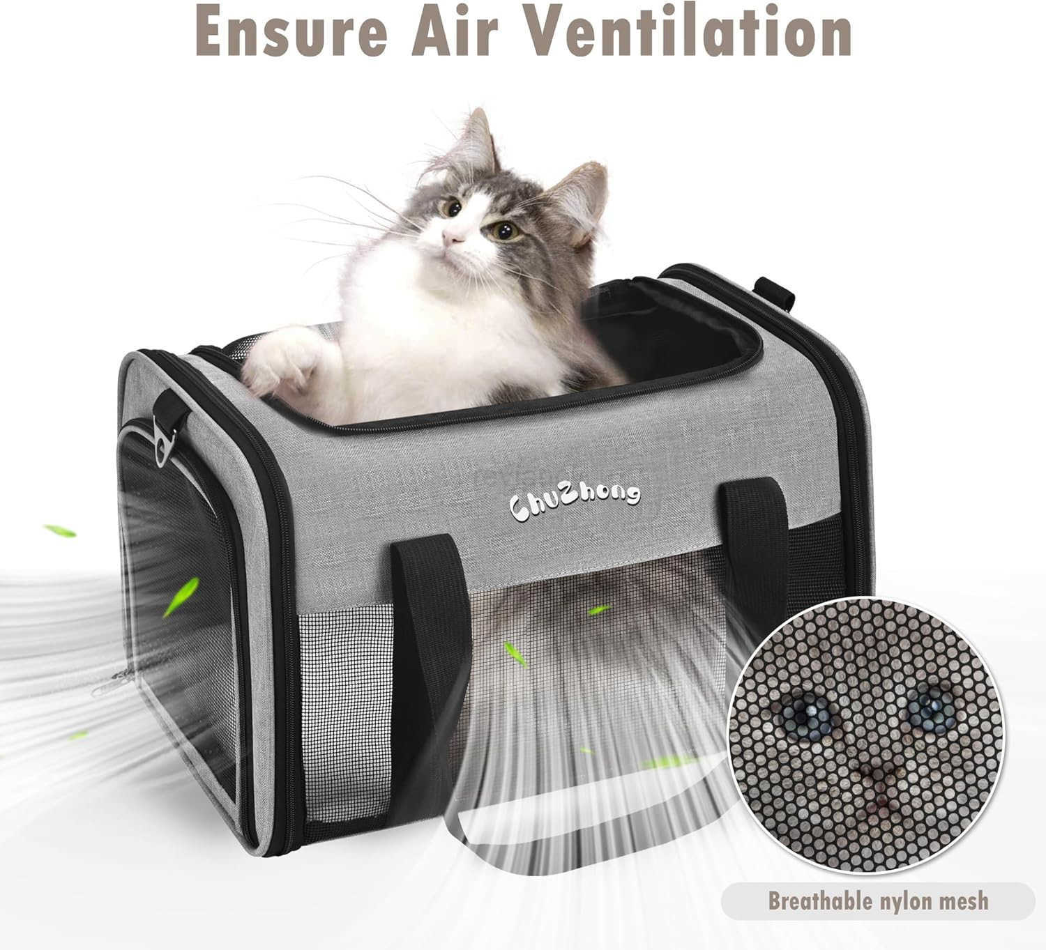 Cat Dog Carrier for Small Medium Cats Puppies up to 18 LbsGreySoft Sided Cat Bag Airline ApprovedCollapsible Pet Travel Carrier Portable Kennel with S