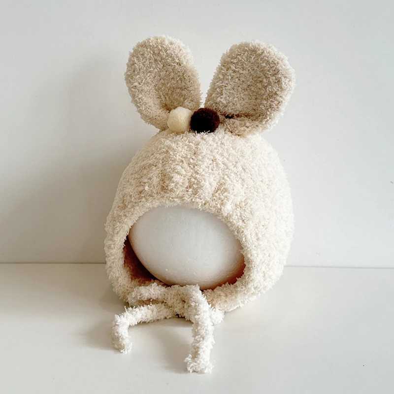 2024 Baby Hats Winter Girls Newborn Soft Cartoon Cute Rabbit Ears Knitted Beanie Hat Infant Warmer Stuff Toddr Kids G250910