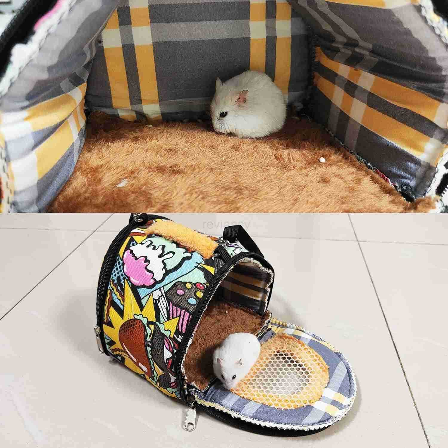 Hamster Carrier Bag Gerbil Outgoing Travel Pouch Sugar Glider Breathable Carrying Strap with Zipper Suitable for Rat Hamster MiceW250912