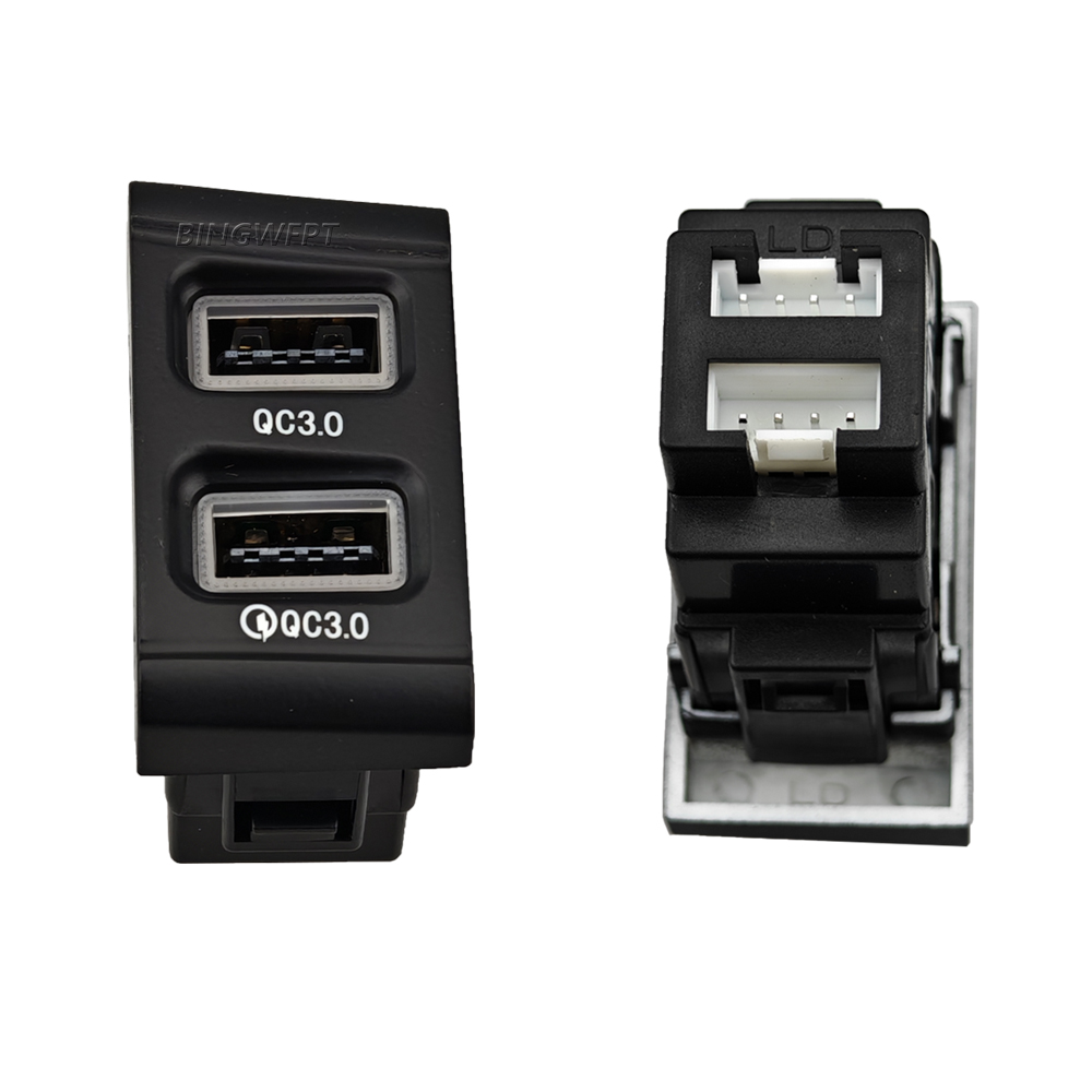 Black LED Car Charger With Dual QC3.0 USB Socket Charging Power Adapter Button For Modern Elantra