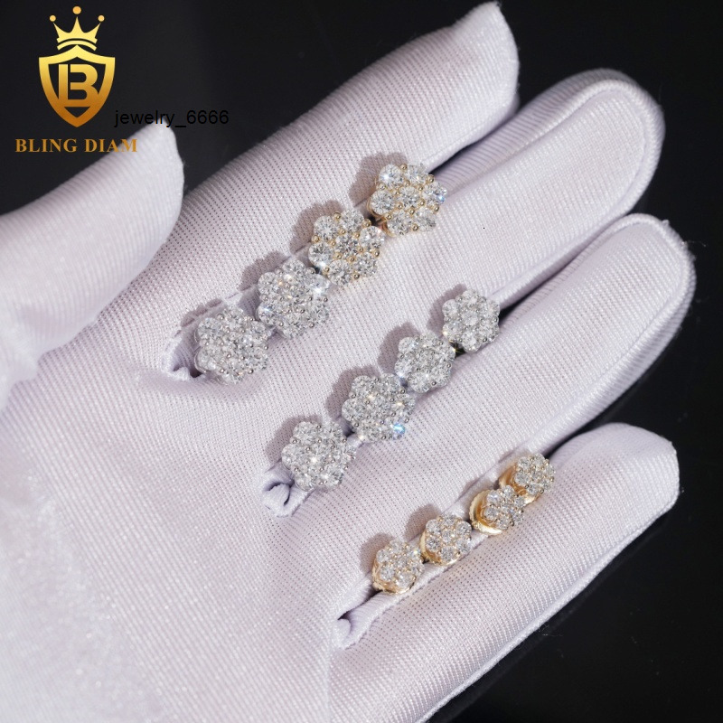 New Style 6105mm Flower Cluster Moissanite Earrings 925 Sterling Silver Moissanite Lab Diamond Screw Back Earrings