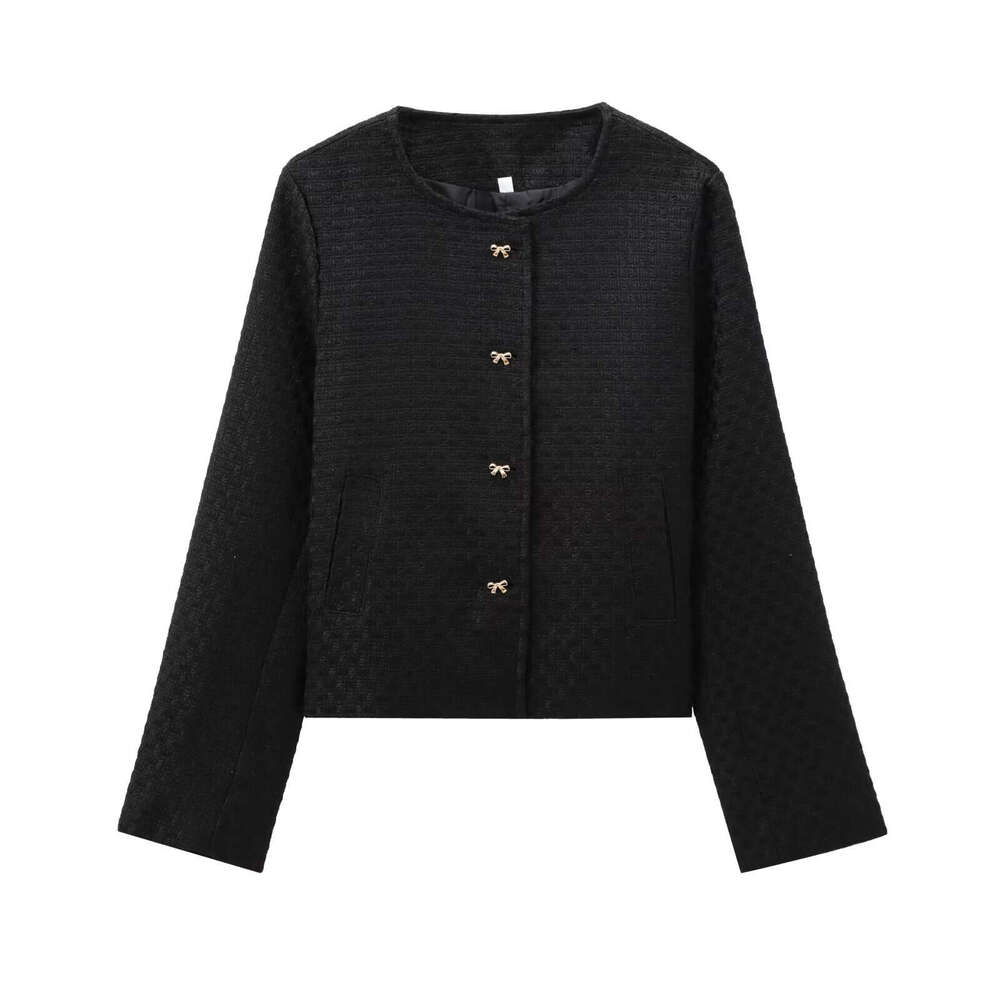 DHEssentials Autumn New Fashionable Round Neck Single-Breasted Solid Color Little Chanel Style Women's Jacket 5854521
