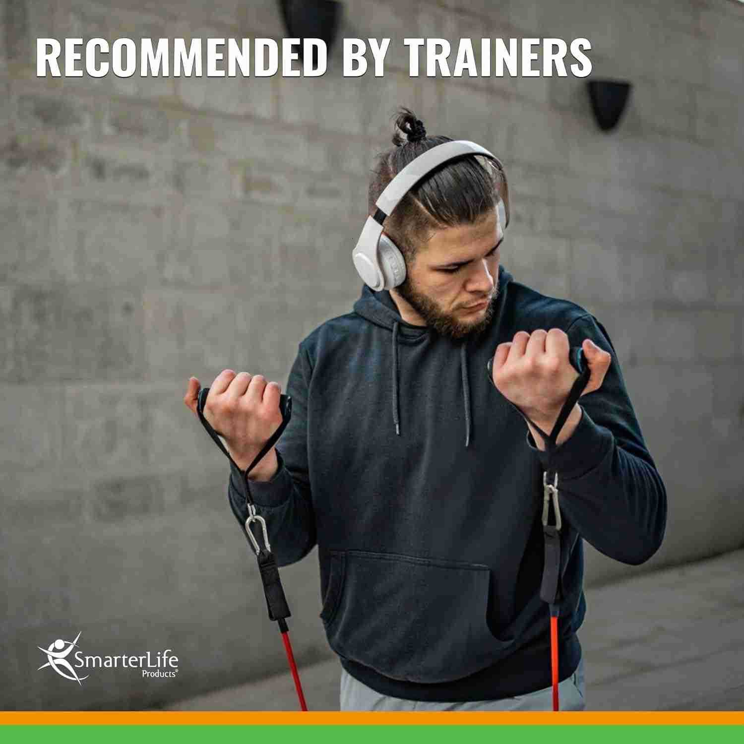 Resistance Bands with Handles Physical Therapy Strap Exercise Band to Tone Arms Legs Chest Booty 5 Exercise Bands with Handles Ankle Straps NoSlip Doo