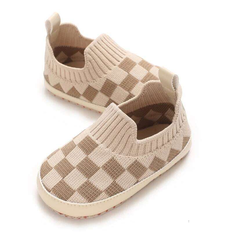 Classic Checkered Athletic Mesh Breathable Cotton Sole Toddler Boys' Girls' Casual Sports Shoes Baby Walk 0-18M