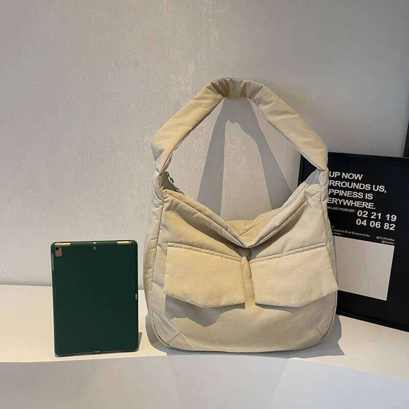 Large Capacity Cloth Crossbody Women Korea Solid Nylon Shoulder Lazy Style Simple Black Messenger Hobo Bags