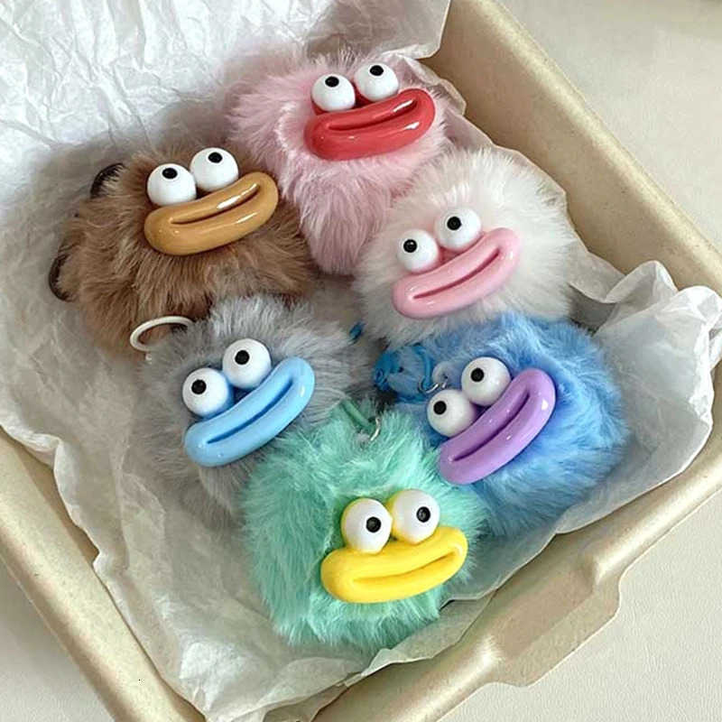 Sausage Mouth Hair Ball Key Chain Funny Plush Doll Pendant Key Ring Charms Backpack Car Decor Bag Accessories M250912