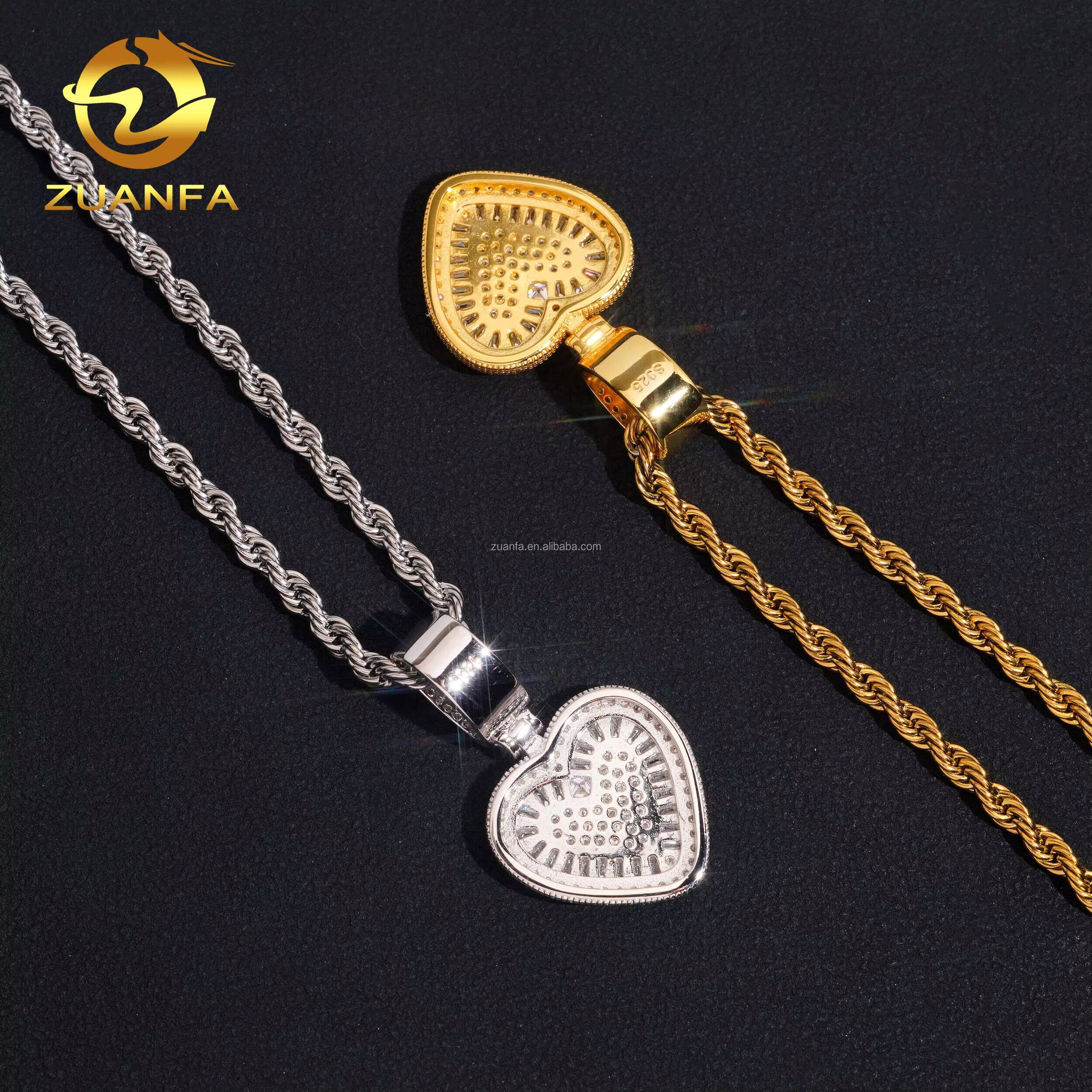 Drop Shipping in USA Warehouse Rapper Popular Jewelry Iced Out Hip Hop S925 Solid Silver VVS Moissanite Heart Pendant Women Gift