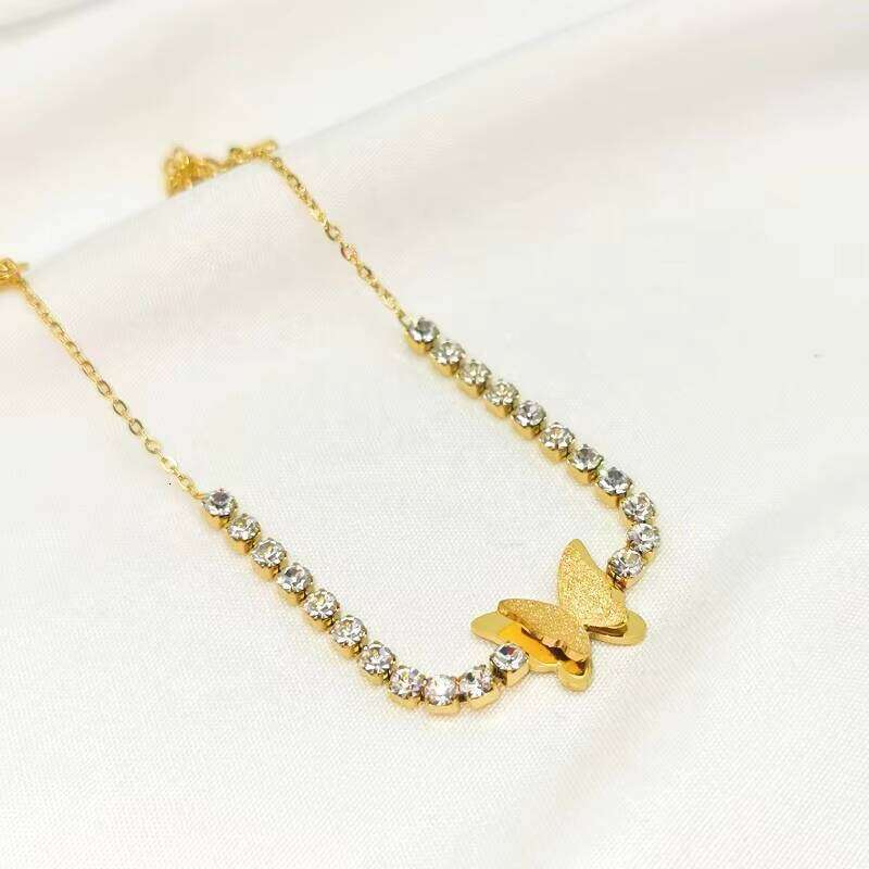Hot Selling Trendy Hand Jewellery Butterfly Charm Gold Moissanite Tennis Chain Bracelet for Women