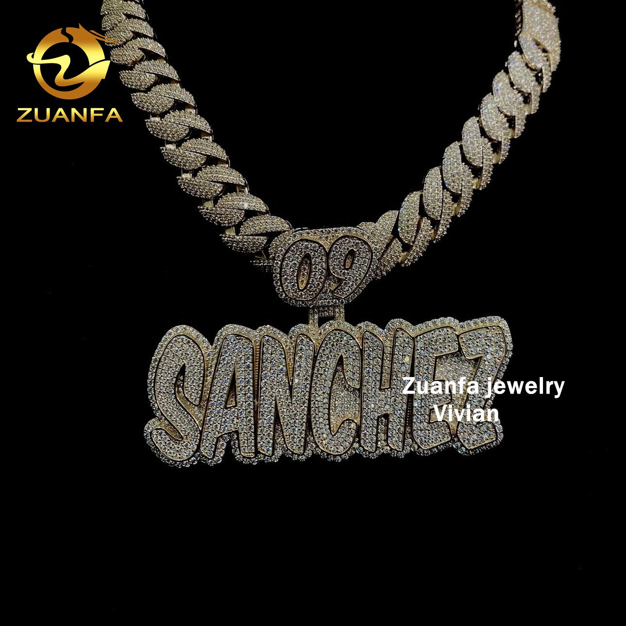 2025 Moissanite Sterling Silver 925 Fine Jewelry Custom Iced Out VVS Moissanite Diamond Hip Hop Chain Letter Pendant