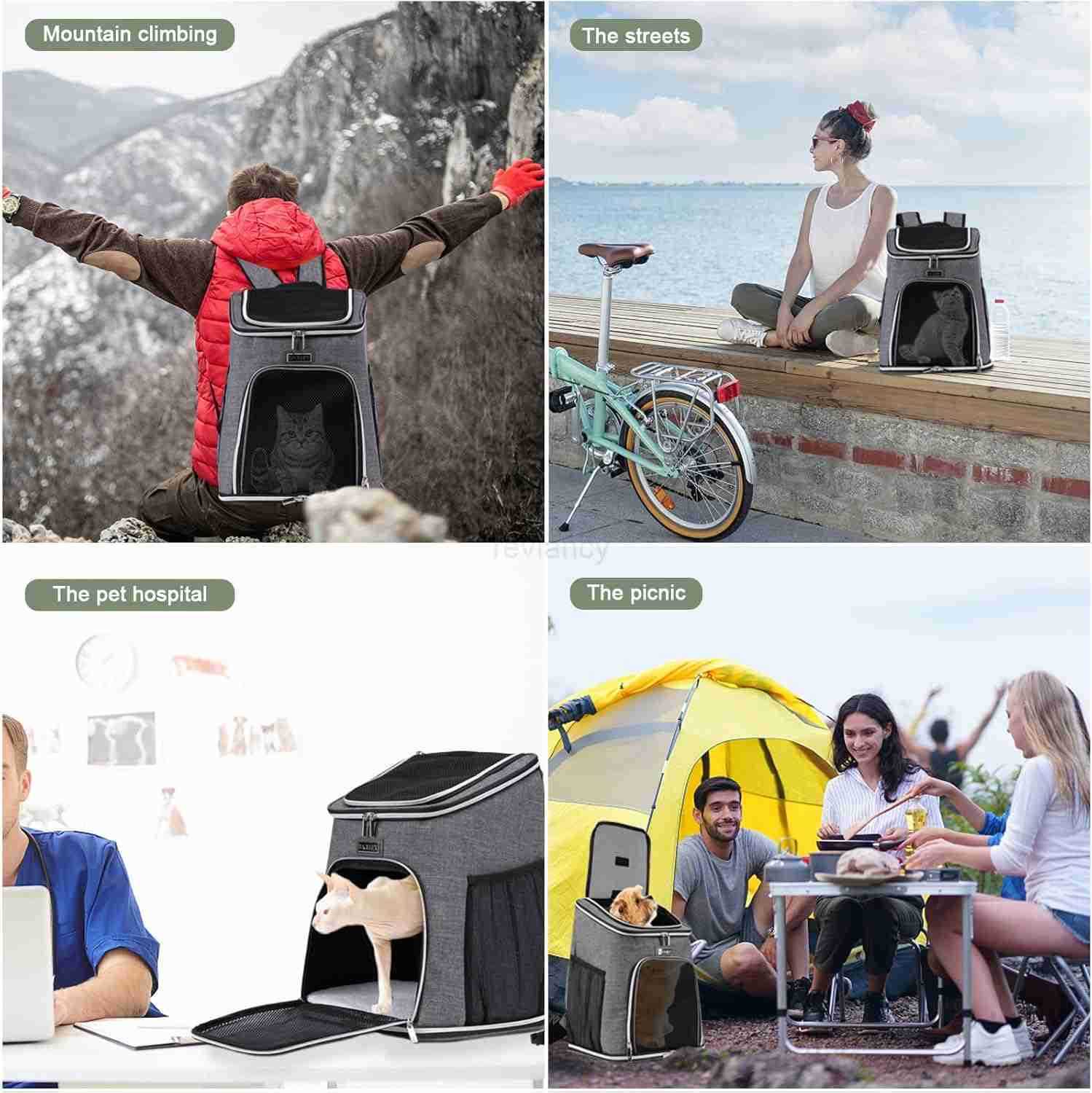 Cat Backpack Carrier Mesh Pet Cat Carrier for Medium Small Dog Cat Puppy Kitten Bunny up to 18lbs Dog Travel Backpack for Picnic Hiking Walking Cyclin