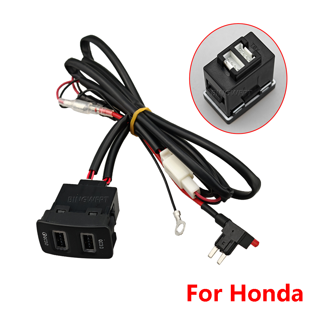 1 Pc Car Fast Charger With Dual QC3.0 Combination Fuse Dual Plug Suitable For Old Honda