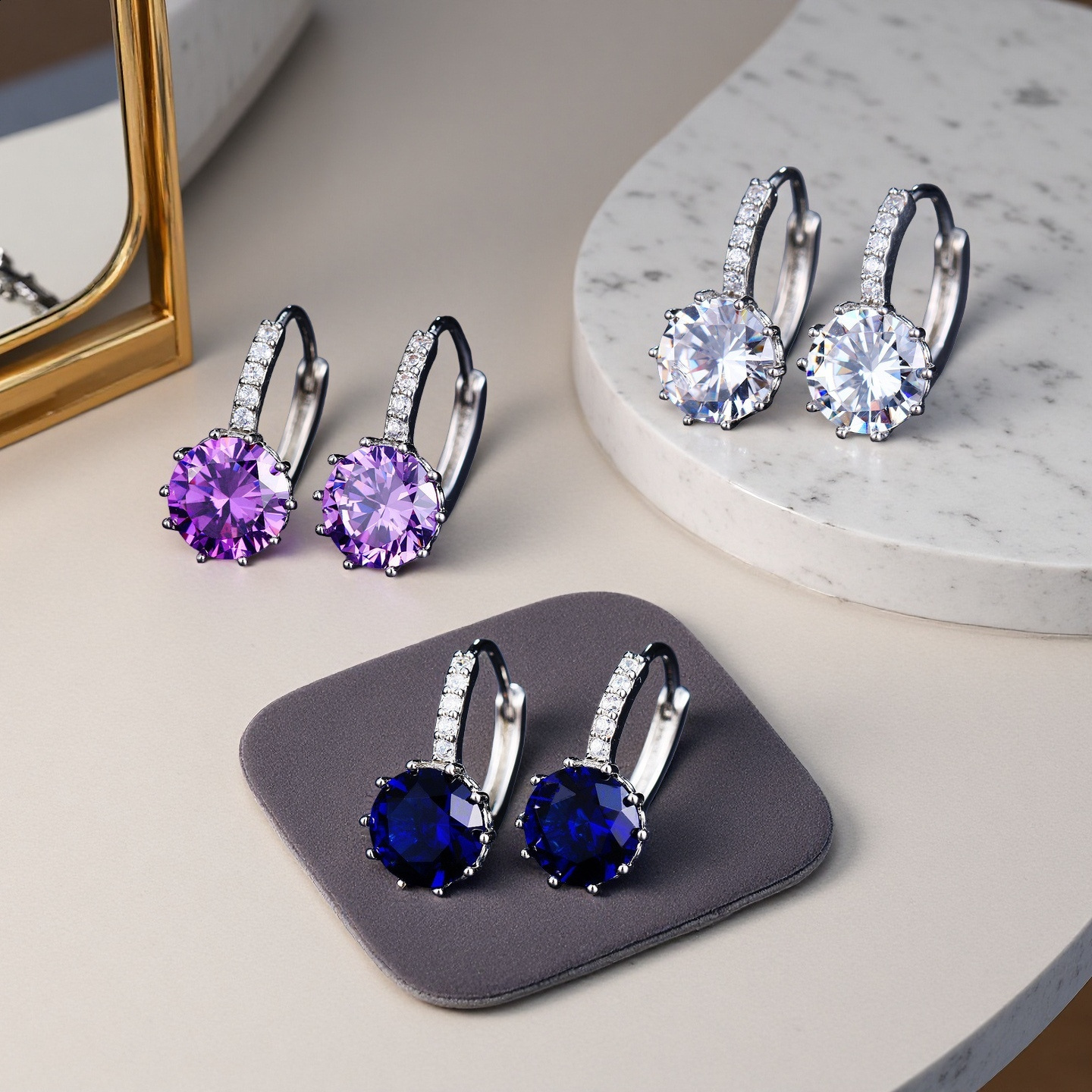 Buy 5 Get 1 Free 35x20mm Big 16g Jewelry Set 20mm Color Changing Zultanite Alexandrite Topaz CZ Women Silver Pendant Earrings 250120