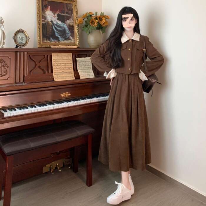 DHEssentials Plus Size French High-End Little Chanel Half Skirt for Women Early Autumn New Style Slimming Belly Covering Matching Set