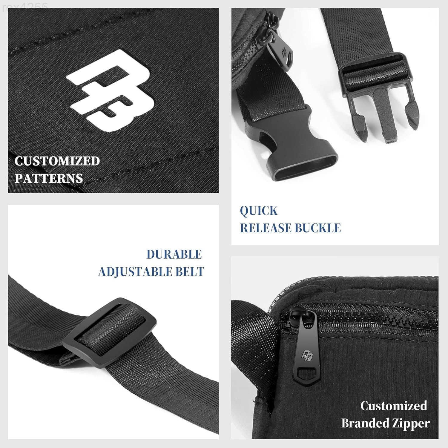 Fanny Pack for Woman Man Crossbody Bag with Lightweight Design Adjustable Crossbody Waist Chest Strap 1L Belt Bag for Gym Hiking Travel BlackW250912